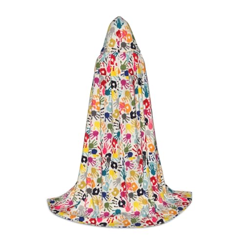 OAZCVBNN Bademantel Zauberer Hand gedruckt Halloween Karneval Party Kapuzen-Cape für Männer Frauen Teenager Kinder, Schwarz (Black), S von OAZCVBNN