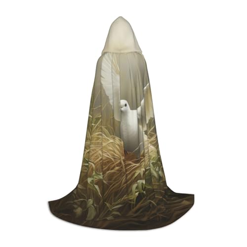 OAZCVBNN Bademantel Zauberer mit Gras und Taube Print Halloween und Karneval Party Kapuzenmantel für Männer Frauen Teenager Kinder von OAZCVBNN