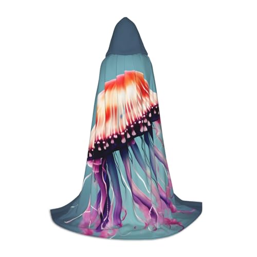 OAZCVBNN Bademantel Zauberer mit Qualle Print Halloween und Karnevalsfeier Kapuzenmantel für Männer Frauen Teenager Kinder, Schwarz, L von OAZCVBNN