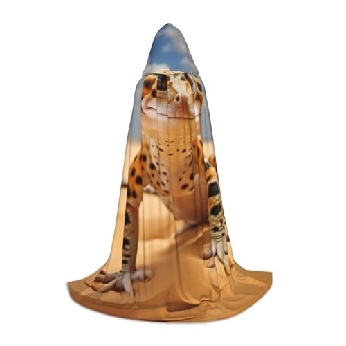 OAZCVBNN Bademantel mit Leopard Print Sand Leopard Halloween Karnevalsfeier Cape mit Kapuze Mantel für Männer Frauen Teenager Kinder, Schwarz (Black), M von OAZCVBNN