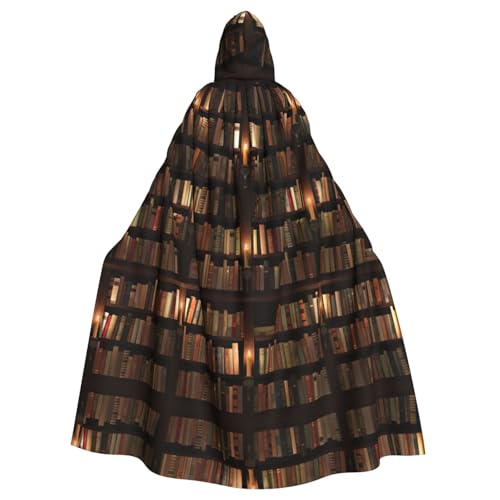 OAZCVBNN Bibliothek Bücherregal Buchdruck Halloween Kapuzenumhang volle Länge Erwachsene Kinder Unisex Mittelalter Cosplay Kostüm von OAZCVBNN