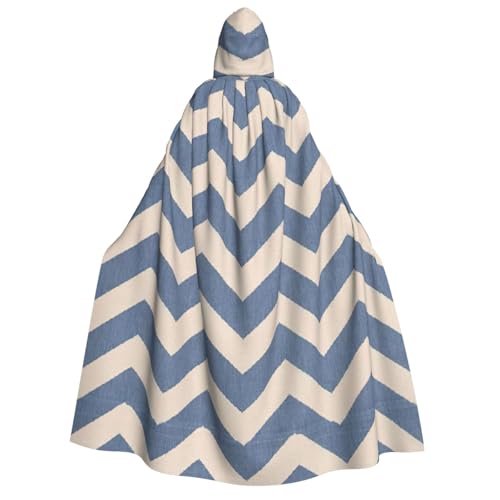 OAZCVBNN Blau Beige Streifen Druck Mantel mit Kapuze Unisex Erwachsene für Halloween Weihnachten Karneval Themenpartys Kostüm von OAZCVBNN