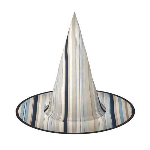 OAZCVBNN Blau Beige Streifen Muster Druck Unisex Halloween Hexe Hut für Karneval Cosplay faltbare Mütze und Themenpartys OAZCVBNN Blau Beige Streifen Muster Druck Unisex Halloween Hexe Hut für Karneval Cosplay faltbare Mütze und Themenpartys von OAZCVBNN