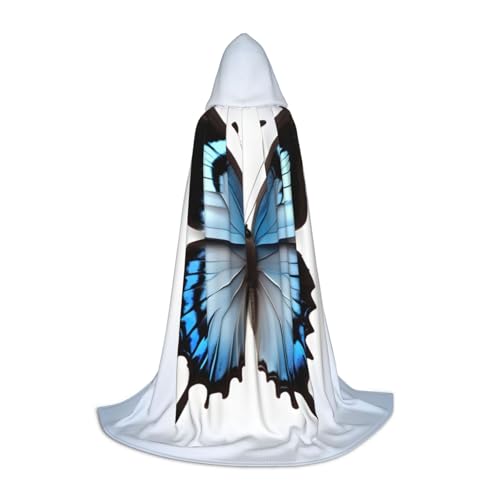 OAZCVBNN Blauer Schmetterlingsaufdruck, Zauberer-Robe, Halloween und Karneval, Partys, Kapuzenumhang für Männer, Frauen, Teenager, Kinder von OAZCVBNN