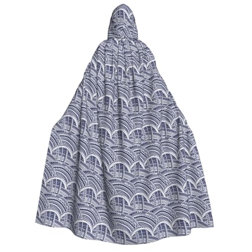 OAZCVBNN Blauer polynesischer Maori-Stammesmuster-Druck, Kapuzenumhang, Unisex, Erwachsene, für Halloween, Weihnachten, Karneval, Mottopartys von OAZCVBNN