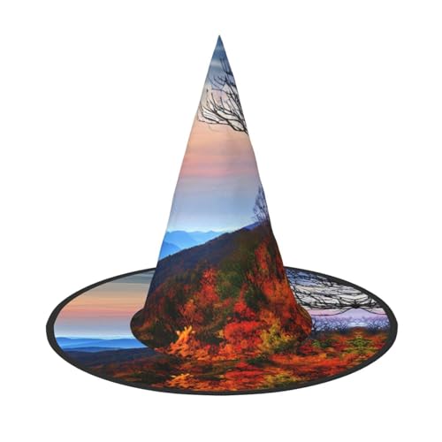 OAZCVBNN Blue Ridge Mountains Print Unisex Halloween Hexenhut für Karneval Cosplay Faltbare Kappe und Mottopartys von OAZCVBNN