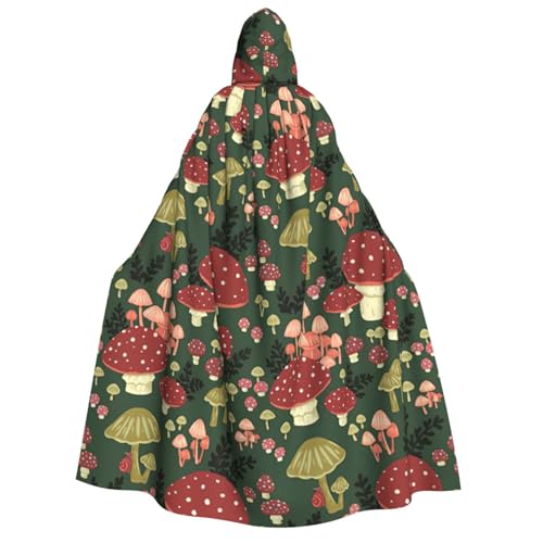 OAZCVBNN Bright Mushrooms Kunstdruck, Kapuzenumhang, Unisex, Erwachsene, für Halloween, Weihnachten, Karneval, Mottopartys, Kostüm von OAZCVBNN