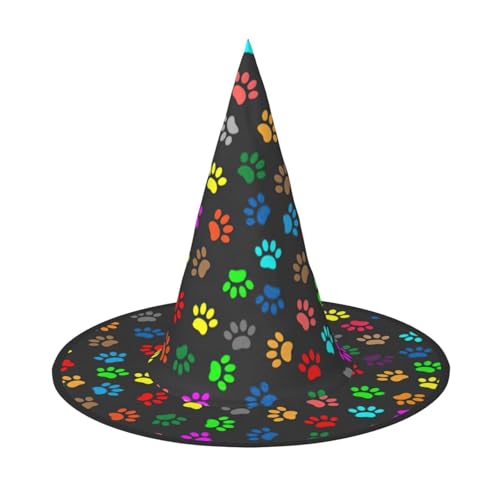OAZCVBNN Bunte Hund Pfote Druck schwarz Druck Unisex Halloween Hexe Hut für Karneval Cosplay faltbare Kappe und Themenpartys OAZCVBNN Bunte Hund Pfote Druck schwarz Druck Unisex Halloween Hexe Hut für Karneval Cosplay faltbare Kappe und Themenpartys von OAZCVBNN