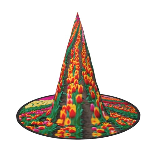 OAZCVBNN Bunte Hut des Tulpen-Drucks Unisex Halloween Hexen für Karneval Cosplay faltbare Kappe und Themen- OAZCVBNN Bunte Hut des Tulpen-Drucks Unisex Halloween Hexen für Karneval Cosplay faltbare Kappe und Themen- von OAZCVBNN