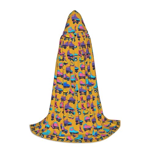 OAZCVBNN Bunte Rollen Print Zauberer Bademantel Halloween und Karneval Party Mantel mit Kapuze für Männer Frauen Teenager Kinder, Schwarz, L von OAZCVBNN