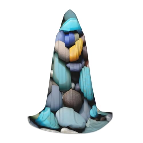 OAZCVBNN Bunte Steine Print Zauberer Bademantel Halloween und Karneval Party Mantel mit Kapuze für Männer Frauen Teenager Kinder, Schwarz, S OAZCVBNN Bunte Steine Print Zauberer Bademantel Halloween und Karneval Party Mantel mit Kapuze für Männer Frauen Teenager Kinder, Schwarz, S von OAZCVBNN