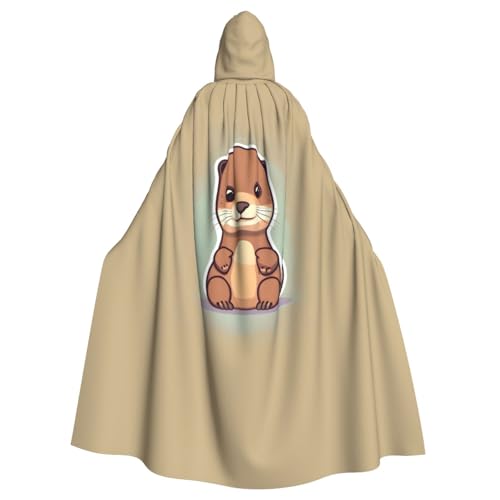 OAZCVBNN Cartoon-Umhang mit süßem Otter-Druck, Halloween-Kapuzenumhang, volle Länge, Erwachsene, Kinder, Unisex, mittelalterliches Cosplay-Kostüm von OAZCVBNN