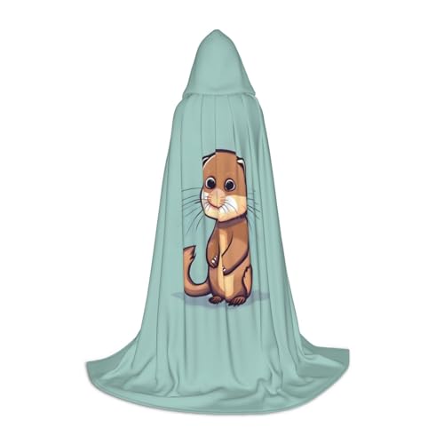 OAZCVBNN Cartoon-Umhang mit süßem Otter-Druck, Zauberer-Robe, Halloween und Karneval, Partys, Kapuzenumhang für Männer, Frauen, Teenager, Kinder von OAZCVBNN