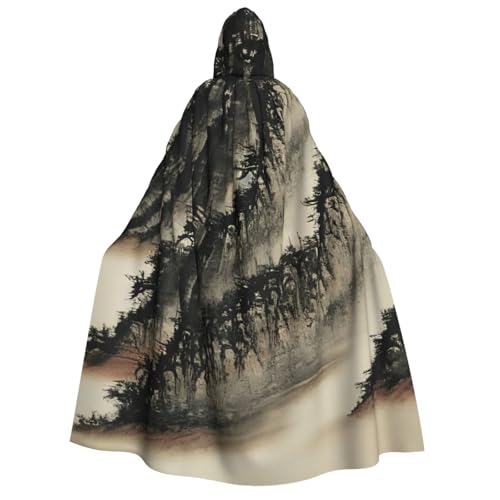 OAZCVBNN Chinesischer Malerei-Druck, Kapuzenumhang, Unisex, Erwachsene, für Halloween, Weihnachten, Karneval, Motto-Partys von OAZCVBNN