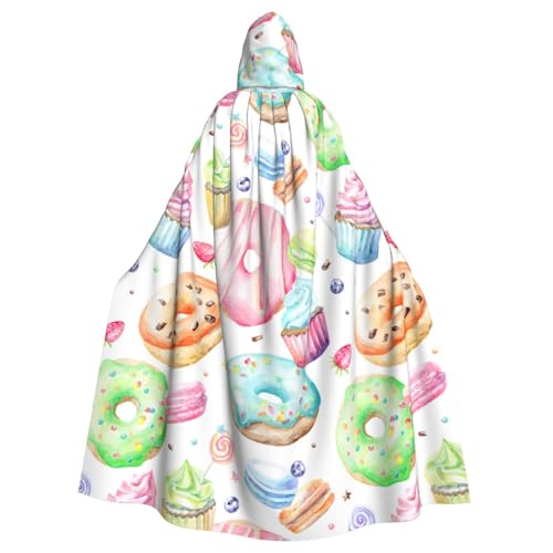 OAZCVBNN Cupcakes Donuts Muffins Zuckerdruck Halloween Kapuzenumhang volle Länge Erwachsene Kinder Unisex Mittelalter Cosplay Kostüm von OAZCVBNN