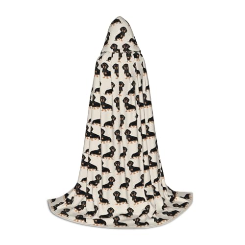 OAZCVBNN Dackel Hund Zauberer Bademantel Halloween Karneval Kapuzenmantel für Männer Frauen Teenager Kinder, Schwarz (Black), M von OAZCVBNN