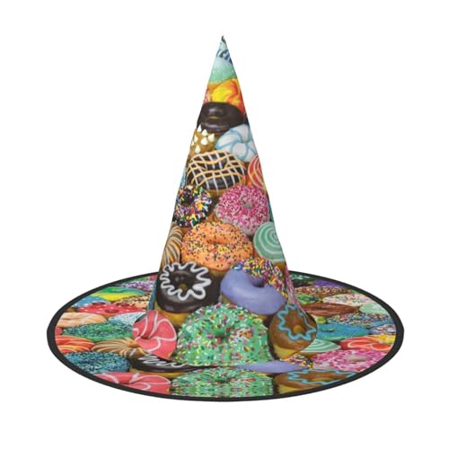 OAZCVBNN Donuts Print Unisex Halloween Hexenhut für Karneval Cosplay Faltbare Kappe und Mottopartys OAZCVBNN Donuts Print Unisex Halloween Hexenhut für Karneval Cosplay Faltbare Kappe und Mottopartys von OAZCVBNN