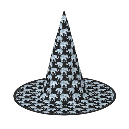 OAZCVBNN Elefant Druck Unisex Halloween Hexenhut für Karneval Cosplay Faltbare Kappe und Mottopartys von OAZCVBNN