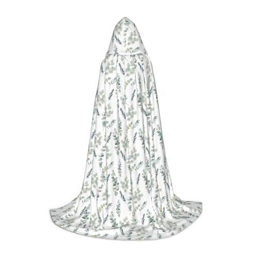 OAZCVBNN Eukalyptus Blätter Print Zauberer Bademantel Halloween und Karneval Party Mantel mit Kapuze für Männer Frauen Teenager Kinder, Schwarz, M von OAZCVBNN