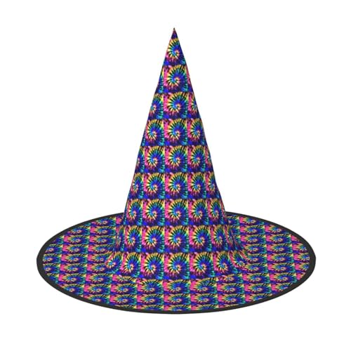 OAZCVBNN Exotische Stamm Batik Farbe Stil Druck Unisex Halloween Hexe Hut für Karneval Cosplay faltbare Mütze und Themenpartys von OAZCVBNN