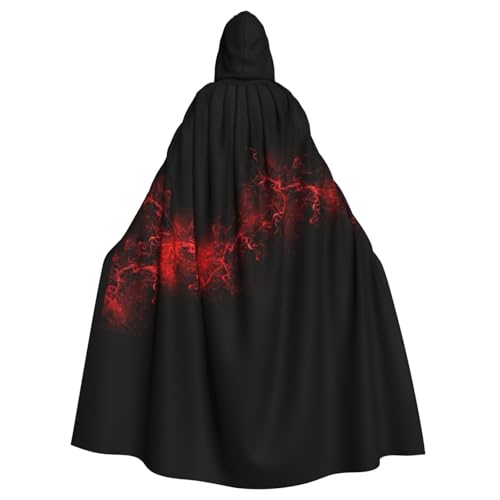 OAZCVBNN Explosion Burst Halloween-Kapuzenumhang, volle Länge, für Erwachsene, Kinder, Unisex, mittelalterliches Cosplay-Kostüm, Rot / Schwarz von OAZCVBNN