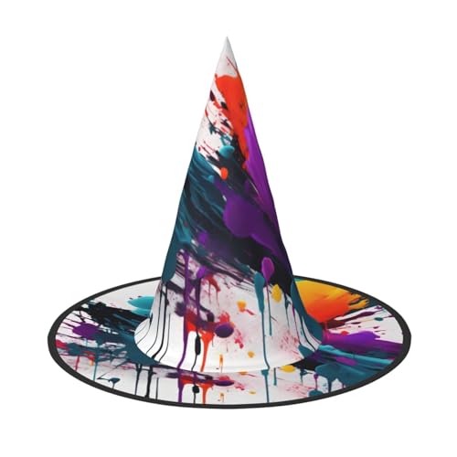 OAZCVBNN Farbspritzer Druck Unisex Halloween Hexenhut für Karneval Cosplay Faltbare Kappe und Mottopartys OAZCVBNN Farbspritzer Druck Unisex Halloween Hexenhut für Karneval Cosplay Faltbare Kappe und Mottopartys von OAZCVBNN