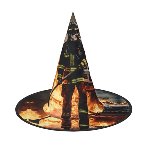 OAZCVBNN Feuerwehrmann Flamme Druck Unisex Halloween Hexe Hut für Karneval Cosplay faltbare Mütze und Themenpartys OAZCVBNN Feuerwehrmann Flamme Druck Unisex Halloween Hexe Hut für Karneval Cosplay faltbare Mütze und Themenpartys von OAZCVBNN