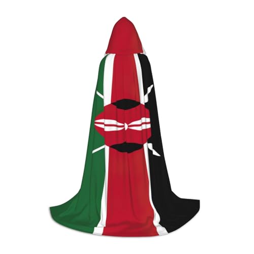 OAZCVBNN Flagge Kenia Print Zauberer Bademantel Halloween und Karneval Party Mantel mit Kapuze für Männer Frauen Teenager Kinder, Schwarz, S OAZCVBNN Flagge Kenia Print Zauberer Bademantel Halloween und Karneval Party Mantel mit Kapuze für Männer Frauen Teenager Kinder, Schwarz, S von OAZCVBNN