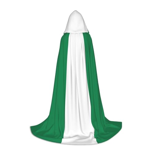 OAZCVBNN Flagge Nigeria Print Zauberer Bademantel Halloween und Karneval Party Mantel mit Kapuze für Männer Frauen Teenager Kinder von OAZCVBNN