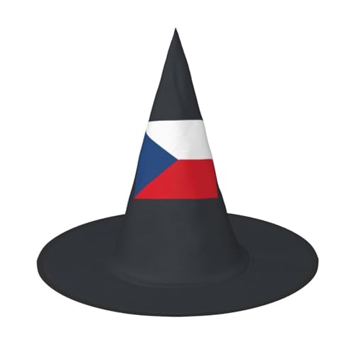 OAZCVBNN Flagge der Tschechischen Republik Druck Unisex Halloween Hexenhut für Karneval Cosplay Faltbare Kappe und Mottopartys von OAZCVBNN