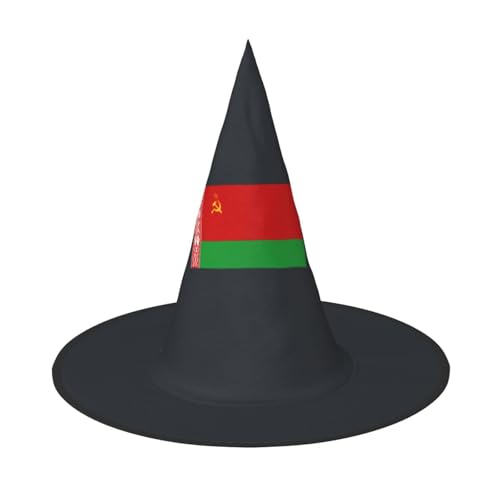 OAZCVBNN Flagge von Weißrussland Druck Unisex Halloween Hexenhut für Karneval Cosplay Faltbare Kappe und Mottopartys von OAZCVBNN