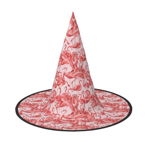 OAZCVBNN Flamingo Print Unisex Halloween Hexenhut für Karneval Cosplay Faltbare Kappe und Mottopartys von OAZCVBNN