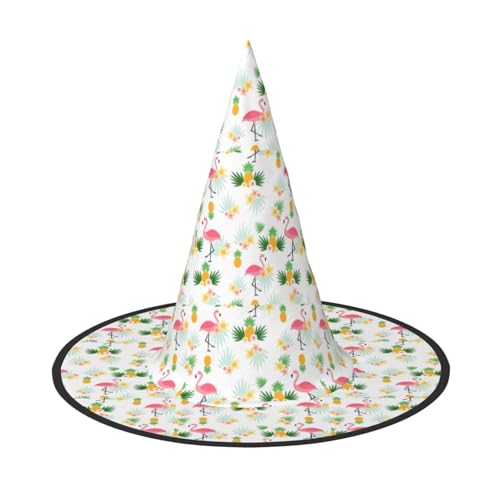 OAZCVBNN Flamingos und Ananas Druck Unisex Halloween Hexenhut für Karneval Cosplay Faltbare Kappe und Mottopartys von OAZCVBNN