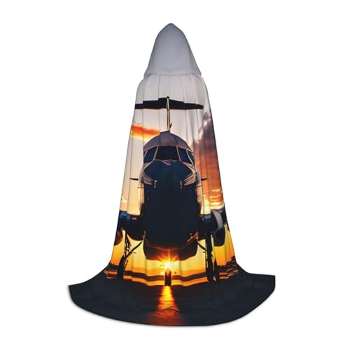OAZCVBNN Flugzeug Flugzeug Bei Sonnenuntergang Print Assistent Robe Halloween Und Karneval Partys Mit Kapuze Mantel Für Männer Frauen Jugendliche Kinder von OAZCVBNN