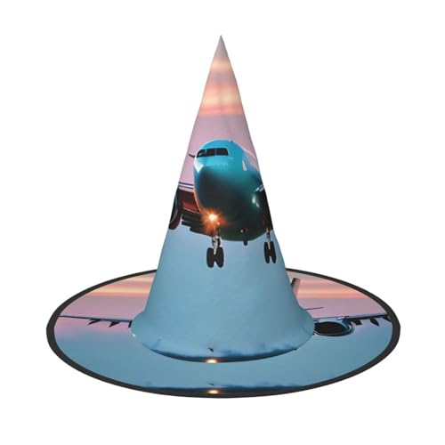 OAZCVBNN Flugzeug In Der Abendbeleuchtung Druck Unisex Halloween Hexe Hut Für Karneval Cosplay Faltbare Kappe Und Themenpartys OAZCVBNN Flugzeug In Der Abendbeleuchtung Druck Unisex Halloween Hexe Hut Für Karneval Cosplay Faltbare Kappe Und Themenpartys von OAZCVBNN