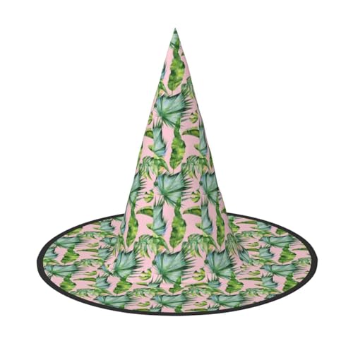 OAZCVBNN Frische Bananenblätter Druck Unisex Halloween Hexenhut für Karneval Cosplay Faltbare Kappe und Mottopartys von OAZCVBNN