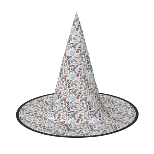 OAZCVBNN Friseur Liefert Muster Druck Unisex Halloween Hexe Hut Für Karneval Cosplay Faltbare Kappe Und Thema Partys OAZCVBNN Friseur Liefert Muster Druck Unisex Halloween Hexe Hut Für Karneval Cosplay Faltbare Kappe Und Thema Partys von OAZCVBNN