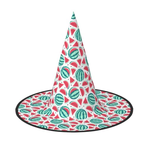 OAZCVBNN Früchte Wassermelone Druck Unisex Halloween Hexenhut für Karneval Cosplay Faltbare Kappe und Mottopartys von OAZCVBNN