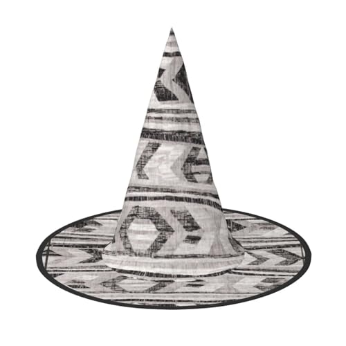 OAZCVBNN Grauer Tribal Print Unisex Halloween Hexenhut für Karneval Cosplay Faltbare Kappe und Mottopartys von OAZCVBNN