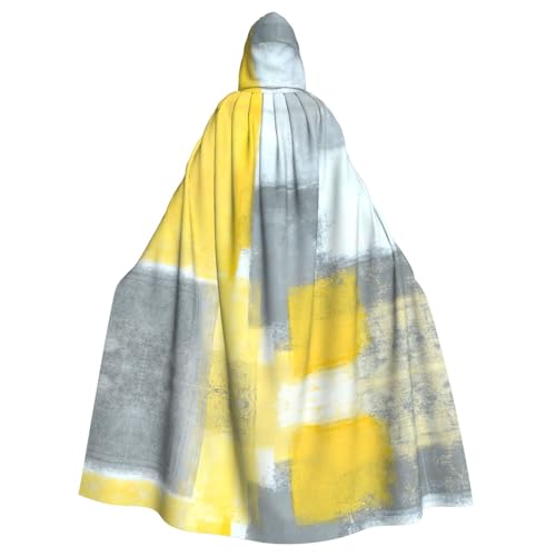 OAZCVBNN Grauer und gelber abstrakter Kunstdruck, Halloween-Kapuzenumhang, volle Länge, Erwachsene, Kinder, Unisex, mittelalterliches Cosplay-Kostüm von OAZCVBNN
