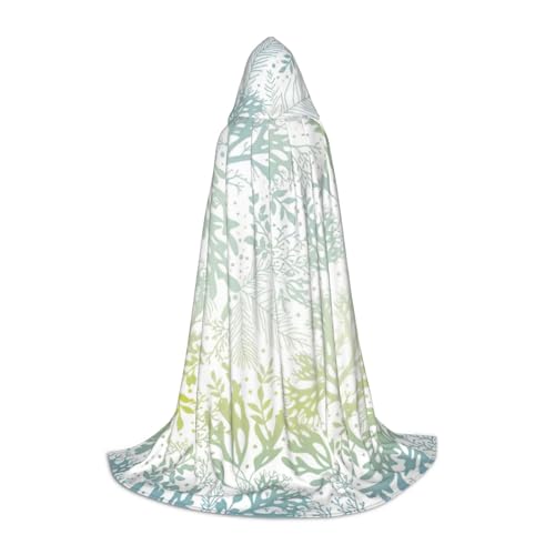 OAZCVBNN Grüner Meeresalgen-Druck, Zauberer-Robe, Halloween und Karneval, Partys, Kapuzenumhang für Männer, Frauen, Teenager, Kinder von OAZCVBNN