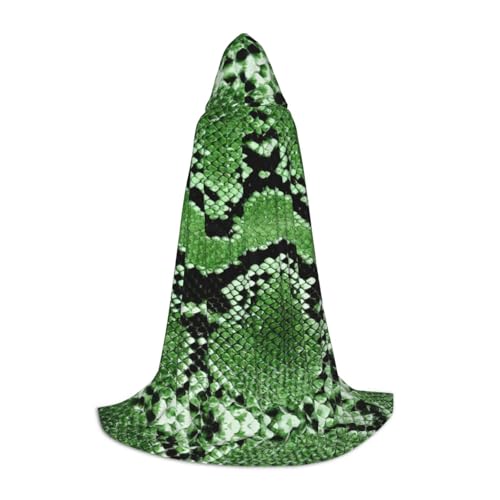 OAZCVBNN Grüner Zauberer-Umhang mit Schlangenleder-Druck, für Halloween und Karneval, Partys, Kapuzenumhang für Männer, Frauen, Teenager, Kinder von OAZCVBNN