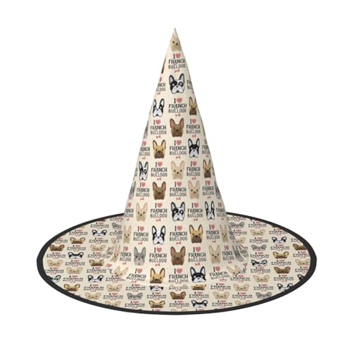 OAZCVBNN Halloween Französisch Hund Druck Hexe Hut Unisex für Karneval Cosplay Faltbare Kappe Und The OAZCVBNN Halloween Französisch Hund Druck Hexe Hut Unisex für Karneval Cosplay Faltbare Kappe Und The von OAZCVBNN