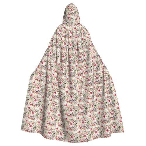 OAZCVBNN Halloween-Kapuzenumhang mit Blumenblatt-Druck, volle Länge, Erwachsene, Kinder, Unisex, Mittelalter-Kostüm, Cosplay-Kostüm von OAZCVBNN