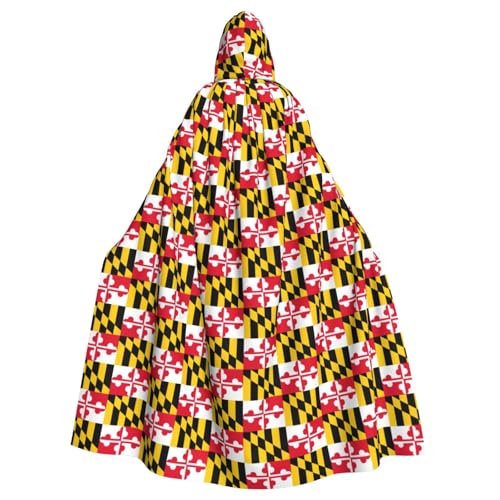 OAZCVBNN Halloween-Kapuzenumhang mit Flagge von Maryland, volle Länge, Erwachsene, Kinder, Unisex, Mittelalter-Kostüm, Cosplay-Kostüm von OAZCVBNN