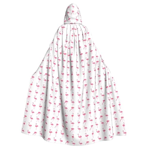 OAZCVBNN Halloween-Kapuzenumhang mit Flamingos auf weißem Druck, volle Länge, Erwachsene, Kinder, Unisex, mittelalterliches Cosplay-Kostüm von OAZCVBNN