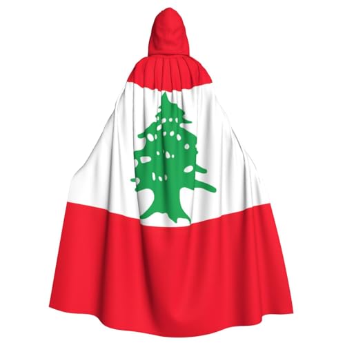 OAZCVBNN Halloween-Kapuzenumhang mit Libanon-Flagge, volle Länge, Erwachsene, Kinder, Unisex, Mittelalter-Kostüm, Cosplay-Kostüm von OAZCVBNN