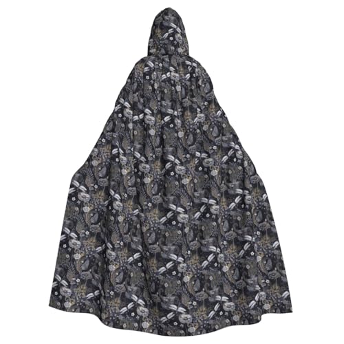OAZCVBNN Halloween-Kapuzenumhang mit Libellen-Motiv, für Erwachsene, Kinder, Unisex, mittelalterliches Cosplay-Kostüm, Grau von OAZCVBNN