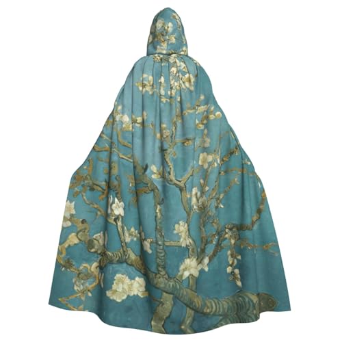 OAZCVBNN Halloween-Kapuzenumhang mit Mandelblüten-Aufdruck, volle Länge, Erwachsene, Kinder, Unisex, Mittelalter-Kostüm, Cosplay-Kostüm von OAZCVBNN