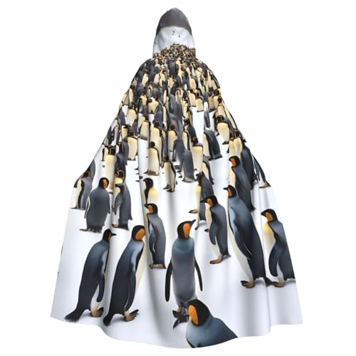 OAZCVBNN Halloween-Kapuzenumhang mit Pinguine im Schnee, volle Länge, Erwachsene, Kinder, Unisex, Mittelalter-Kostüm, Cosplay-Kostüm von OAZCVBNN